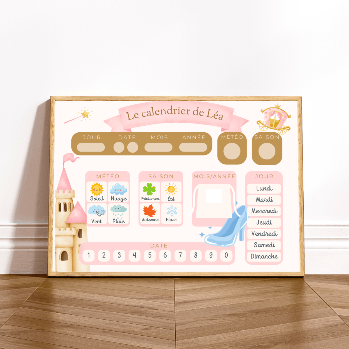 Calendrier encadré – Princesse 👑 - Petit Bonheur