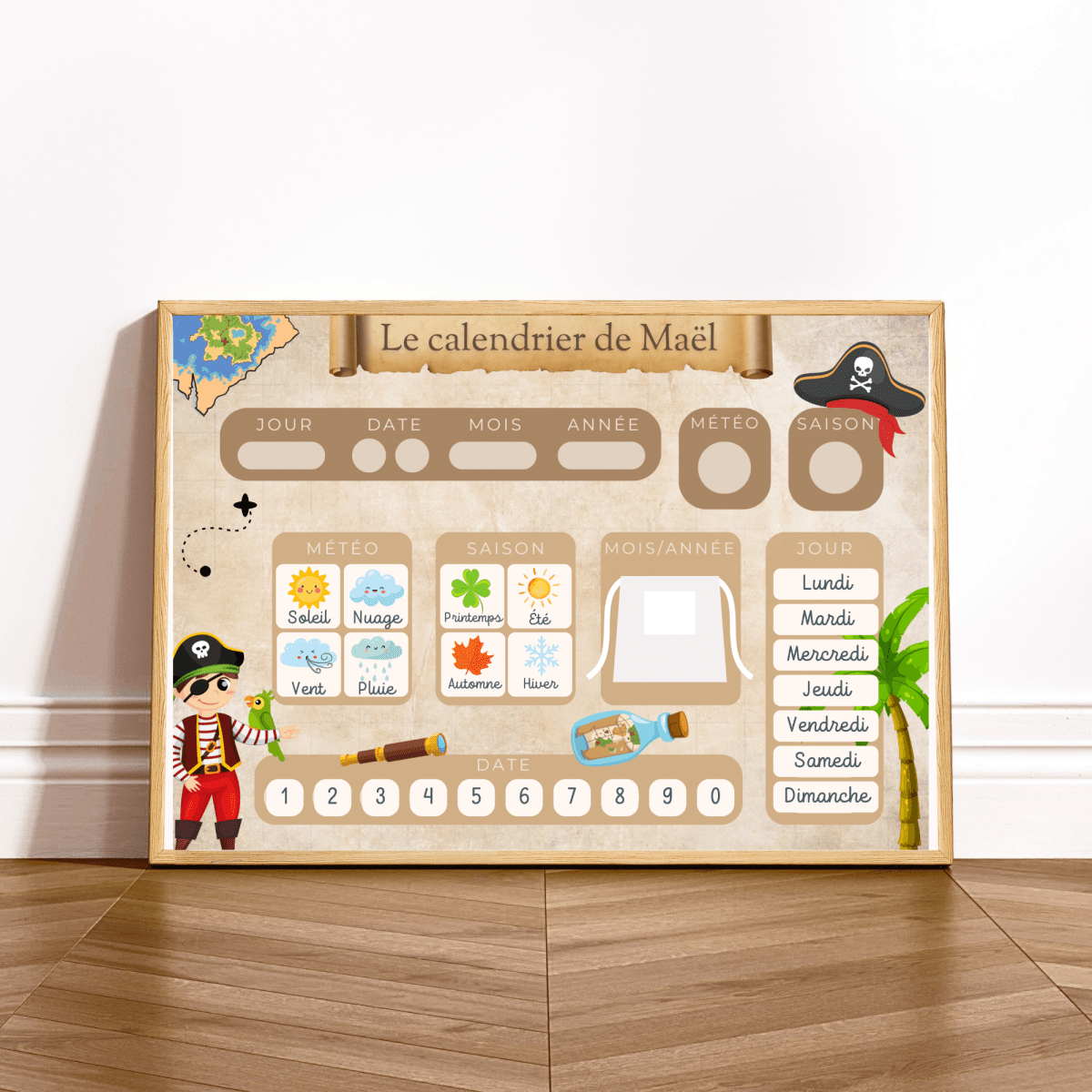 Calendrier encadré – Pirate 🧭 - Petit Bonheur