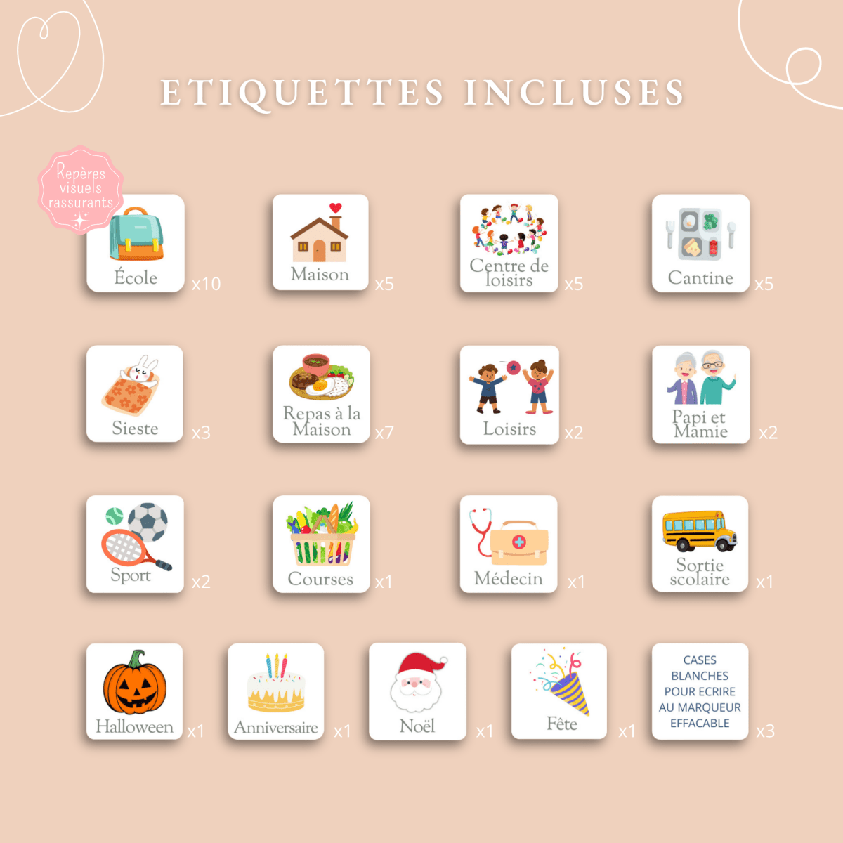 Semainier encadré – Princesse 👑 - Petit Bonheur