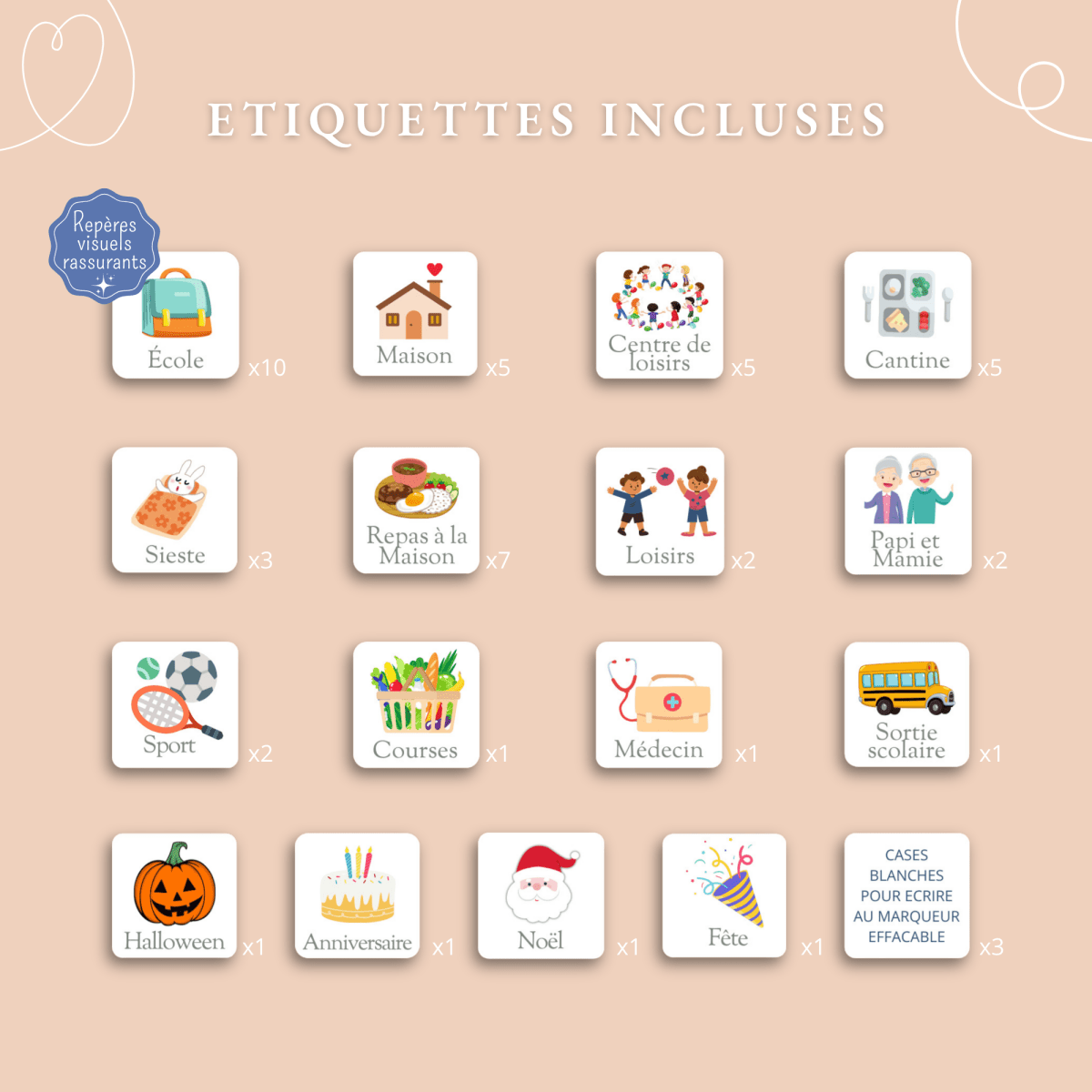 Semainier encadré – Espace 🪐 - Petit Bonheur