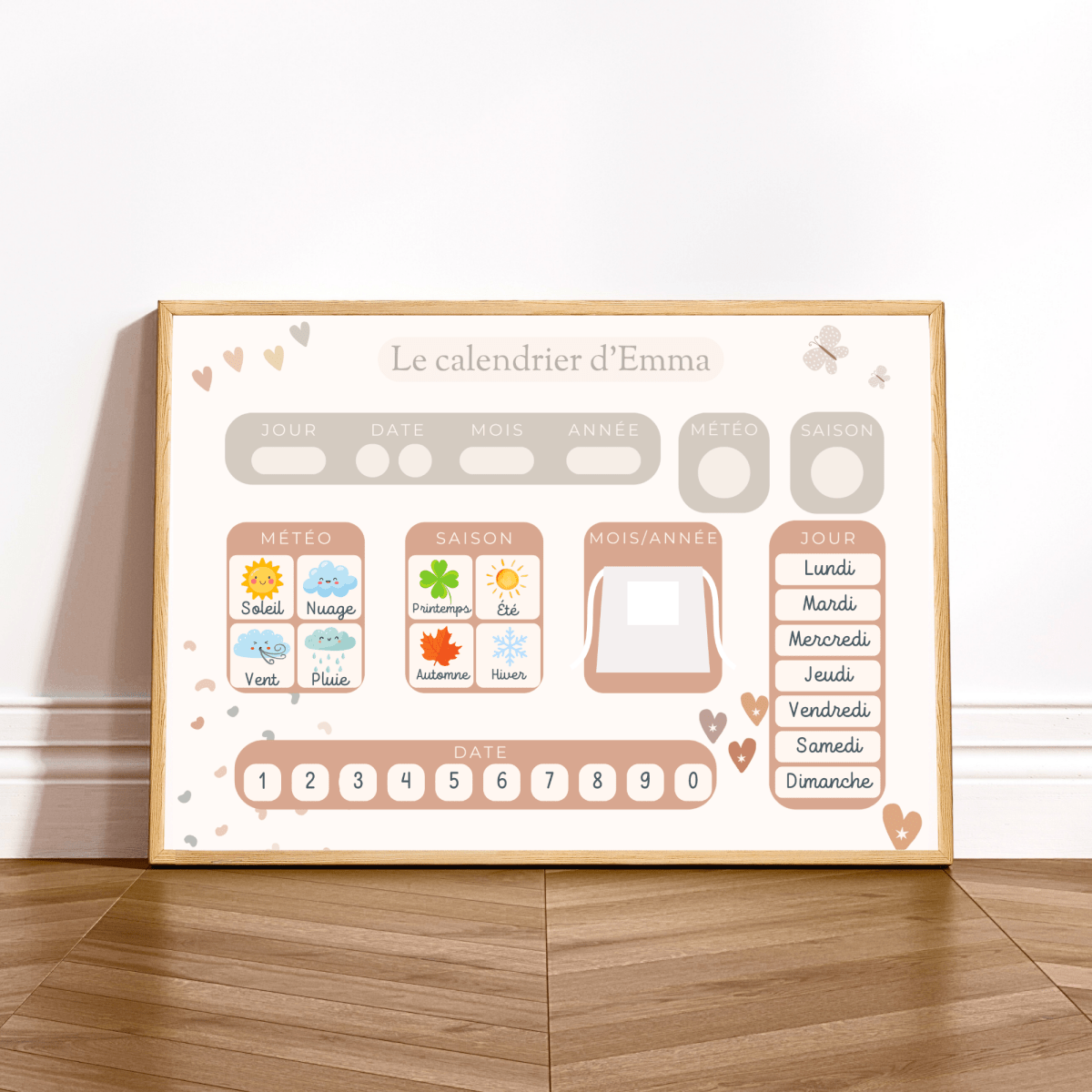 Calendrier encadré – Cœur 💕 - Petit Bonheur