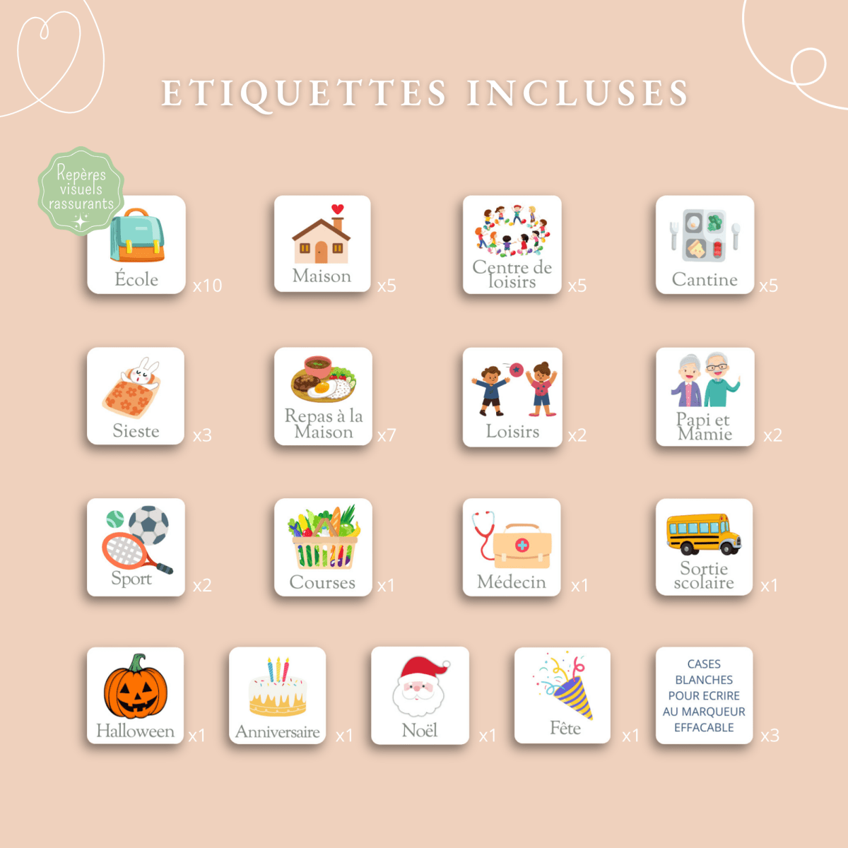 Semainier encadré – Forêt 🌿 - Petit Bonheur
