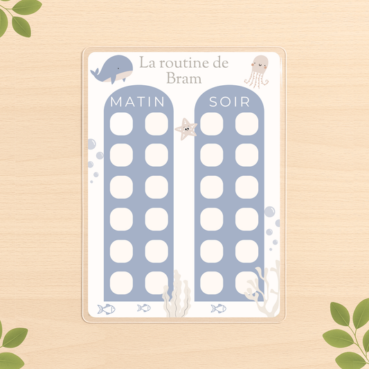 Routine Plastifiée enfant personnalisé, thème océan, outil éducatif doux pour structurer la journée ou la semaine – Petit Bonheur